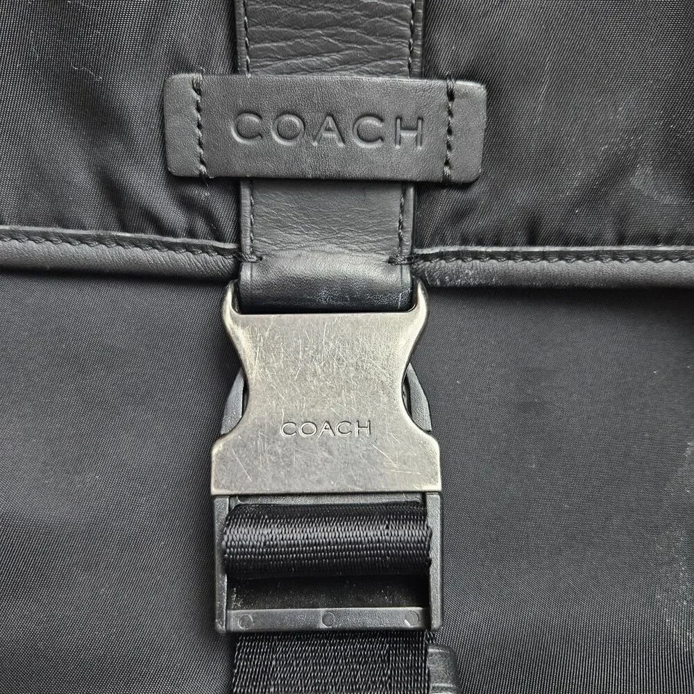 Vintage Coach Black Nylon & Leather Trim Messenger Bag - Picture 2 of 16